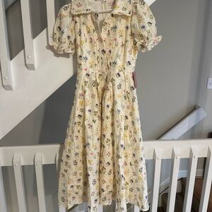 Ivy City Co Cream Floral Dress with Puff Sleeves
